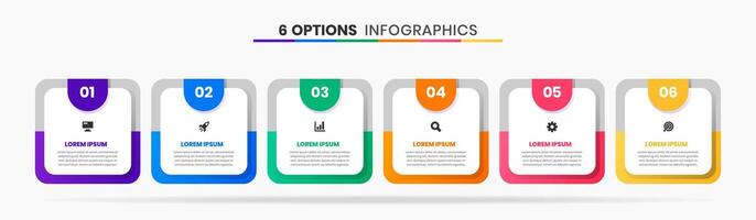 Infographic Element Design Templates with Icons and 6 Numbers. Suitable for Process Diagram, Presentations vector