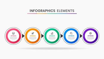 Infographics Elements Design Icon Templates with 5 Options or Steps. Suitable for Process Diagram, Presentations, Workflow Layout vector