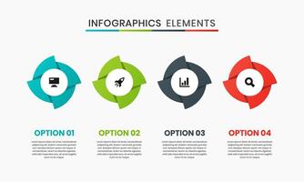 Abstract Infographic Element Design Templates with Icons and 4 Options or Steps. Suitable for Process Diagram, Presentations, Workflow Layout vector