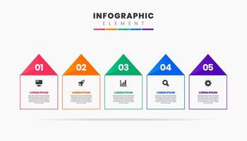 Triangle Infographic Element Design Icon Templates with 5 Numbers. Can be used for Process Diagram, Presentations, Workflow Layout vector