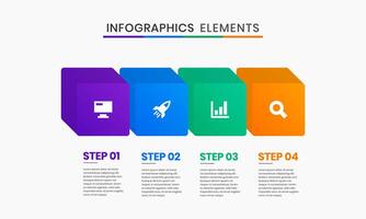 3D Infographics Elements Design Icon Templates with 4 Steps. Suitable for Process Diagram, Presentations, Workflow Layout, Banner, Flow Chart vector