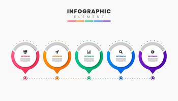 Timeline Infographic Element Design Icon Templates with 5 Options or Steps. Can be used for Process Diagram, Presentations, Workflow Layout vector