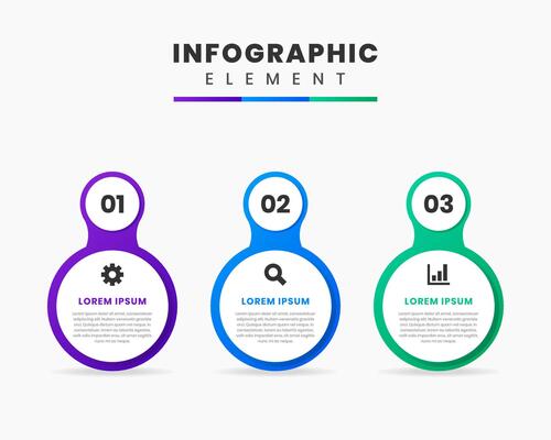 Abstract Circle Infographic Element Design icon templates with 3 Numbers. Can be used for process diagram, presentations, workflow layout, banner, flow chart
