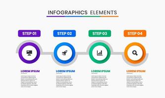 Circle Infographics Elements Design Icon Templates with 4 Steps. Suitable for Process Diagram, Presentations, Workflow Layout, Infographic. vector