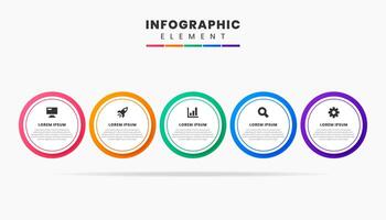 Circle Infographic Element Design Icon Templates with 5 Options or Steps. Can be used for Process Diagram, Presentations, Workflow Layout, Banner, Flow Chart vector