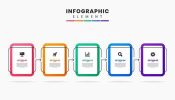 Element Design Icon Templates with 5 Options or Steps. Suitable for Process Diagram, Presentations, Workflow Layout, Banner, Flow Chart, Infographic. vector