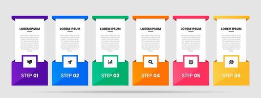Label Infographic Element Design Templates with Icons and 6 Steps. Suitable for Process Diagram, Presentations, Workflow Layout, Banner, Flow Chart, Infographic. vector