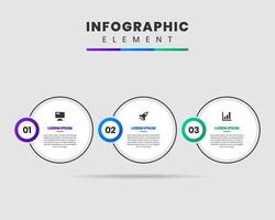 Circle Infographic Element Design Icon Templates with 3 Numbers. Can be used for Process Diagram, Presentations, Workflow Layout, Banner vector