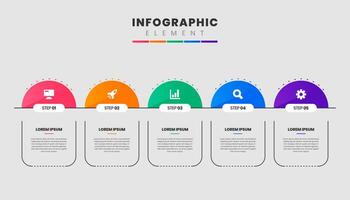 Abstract Infographic Element Design Icon Templates with 5 Steps. Can be used for Process Diagram, Presentations, Banner, Flow Chart vector