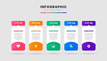 Abstract Infographic Element Design Icon Templates with 5 Steps. Can be used for Process Diagram, Presentations, Workflow Layout, Banner vector