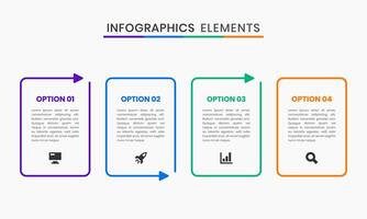Line Arrows Infographics Elements Design Icon Templates with 4 Options or Steps. Suitable for Process Diagram, Presentations, Workflow Layout vector