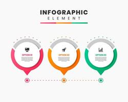 Circle Label, Infographic Element Design icon templates with 3 options or steps. Can be used for process diagram, presentations, workflow layout, banner, flow chart, infographic. vector