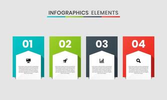 RectaIngle Infographic Element Design Templates with Icons and 4 Numbers. Suitable for Process Diagram, Presentations, Workflow Layout, Banner, Infographic vector