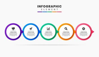 Circle Infographic Element Design icon templates with 5 options. Can be used for process diagram, presentations, workflow layout, banner, infographic. vector