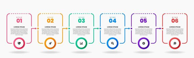 Infographic Element Design Templates with Icons and 6 Options or Steps. Suitable for Process Diagram, Workflow Layout, Banner, Infographic vector