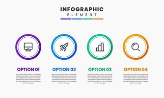 Circle Infographic Element Design Icon Templates with 4 Options. Suitable for Process Diagram, Presentations, Workflow Layout, Banner, Infographic. vector