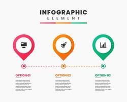 Timeline Infographic Element Design icon templates with 3 options. Can be used for process diagram, presentations, workflow layout, banner, flow chart, infographic. vector