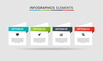 Infographic Element Design Templates with Icons and 4 Options or Steps. Suitable for Process Diagram, Presentations, Workflow Layout, Banner, Flow Chart vector