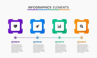 Abstract Infographics Elements Design Icon Templates with 4 Options. Suitable for Process Diagram, Presentations, Infographic vector