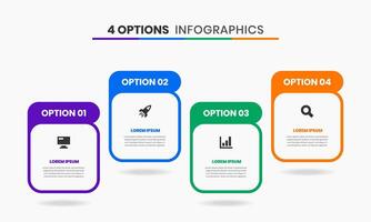 Infographic Element Design Templates with Icons and 4 Options or Steps. Suitable for Process Diagram, Presentations, Workflow Layout, Banner vector