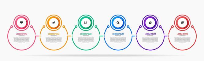Infographic Element Design Templates with Icons and 6 Options or Steps. Suitable for Process Diagram, Presentations, Workflow Layout, Infographic vector