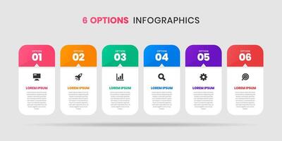 Infographic Element Design Templates with Icons and 6 Steps. Suitable for Process Diagram, Presentations, Banner, Flow Chart vector