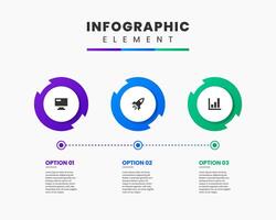 Timeline Infographic Element Design icon templates with 3 options. Can be used for process diagram, presentations, workflow layout, banner, flow chart vector