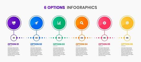 Timeline Infographic Element Design Templates with Icons and 6 Options or Steps. Suitable for Process Diagram, Presentations, Workflow Layout, Flow Chart, Infographic. vector