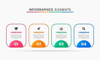Line Infographics Elements Design Icon Templates with 4 Numbers. Suitable for Process Diagram, Presentations, Workflow Layout, Infographic. vector