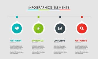 Timeline Infographics Elements Design Icon Templates with 4 Options. Suitable for Process Diagram, Presentations, Banner, Flow Chart, Infographic vector