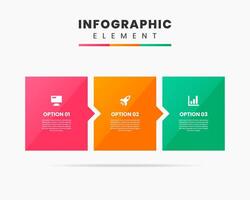 Colorful Infographic Element Design icon templates with 3 options or steps. Can be used for process diagram, presentations, workflow layout, banner, flow chart, infographic. vector