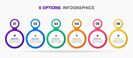 Circle Infographic Element Design Templates with Icons and 6 Numbers. Suitable for Process Diagram, Presentations, Workflow Layout, Banner, Infographic vector