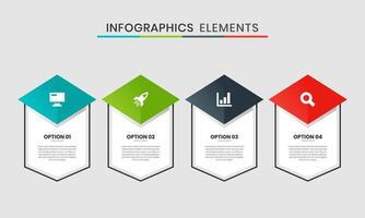 Label Infographics Elements Design Icon Templates with 4 Options. Suitable for Process Diagram vector