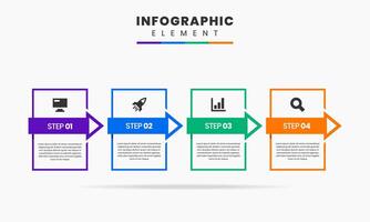 Colorful Infographic Element Design Icon Templates with 4 Steps. Can be used for Process Diagram, Presentations, Workflow Layout, Infographic vector