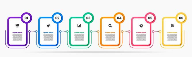 Infographic Element Design Templates with Icons and 6 Numbers. Can be use for Process Diagram, Presentations, Workflow Layout, Banner, Flow Chart vector