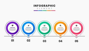 Timeline Infographic Element Design Icon Templates with 5 Numbers. Can be used for Process Diagram, Presentations, Banner, Flow Chart, Infographic. vector