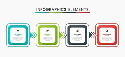 Square Infographic Element Design Templates with Icons and 4 Options or Steps. Suitable for Process Diagram, Presentations, Workflow Layout, Banner vector
