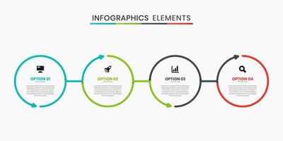 Line Infographics Elements Design Icon Templates with 4 Options. Suitable for Process Diagram, Presentations vector