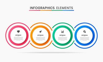 4 Option Circle Infographics Elements Design Icon Templates. Suitable for Process Diagram, Presentations, Workflow Layout, Banner, Flow Chart, Infographic. vector
