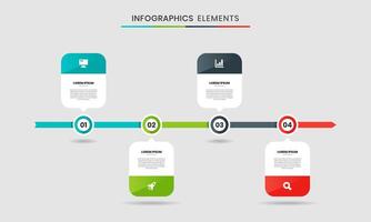 Timeline Infographic Element Design Icon Templates with 4 Options. Suitable for Process Diagram, Presentations, Workflow Layout, Banner, Infographic. vector