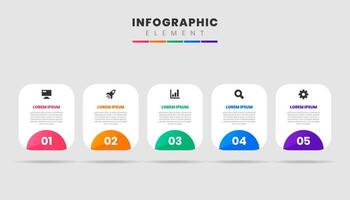 Label Infographic Element Design Icon Templates with 5 Numbers. Can be used for Presentations, Workflow Layout, Banner, Flow Chart vector