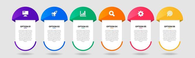 Label Infographic Element Design Templates with Icons and 6 Options or Steps. Suitable for Process Diagram, Presentations, Workflow Layout, Flow Chart vector