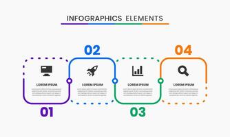 Timeline Infographic Element Design Templates with Icons and 4 Numbers. Suitable for Process Diagram, Presentations, Workflow Layout vector
