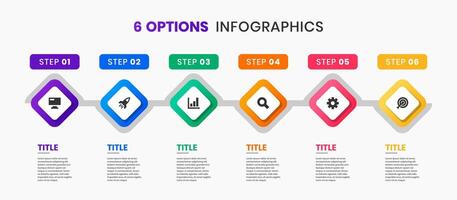 Infographic Element Design Templates with Icons and 6 Options or Steps. Suitable for Process Diagram, Presentations, Workflow Layout, Banner, Flow Chart, Infographic vector