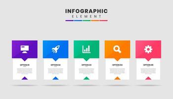 Infographic Element Design Icon Templates with 5 Options. Can be used for Process Diagram, Presentations vector