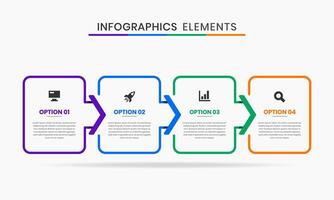 Line and Arrow Infographic Element Design Templates with Icons and 4 Options or Steps. Suitable for Process Diagram, Presentations, Workflow Layout, Banner, Flow Chart vector
