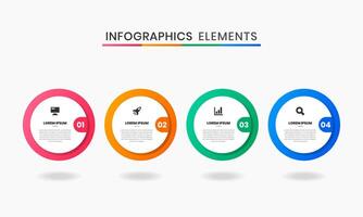 Infographics Elements Design Icon Templates with 4 Options or Steps. Suitable for Process Diagram, Presentations, Workflow Layout, Banner, Flow Chart, Infographic. vector
