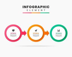 Circle Infographic Element Design icon templates with 3 options or steps. Can be used for process diagram, presentations, workflow layout, banner, flow chart vector
