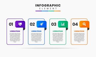 Infographic Element Design icon templates with 4 Numbers. Can be used for process diagram, presentations, workflow layout, banner, infographic. vector