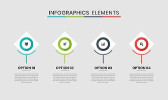 Abstract Infographics Elements Design Icon Templates with 4 Options. Suitable for Process Diagram, Presentations, Workflow Layout, Infographic. vector